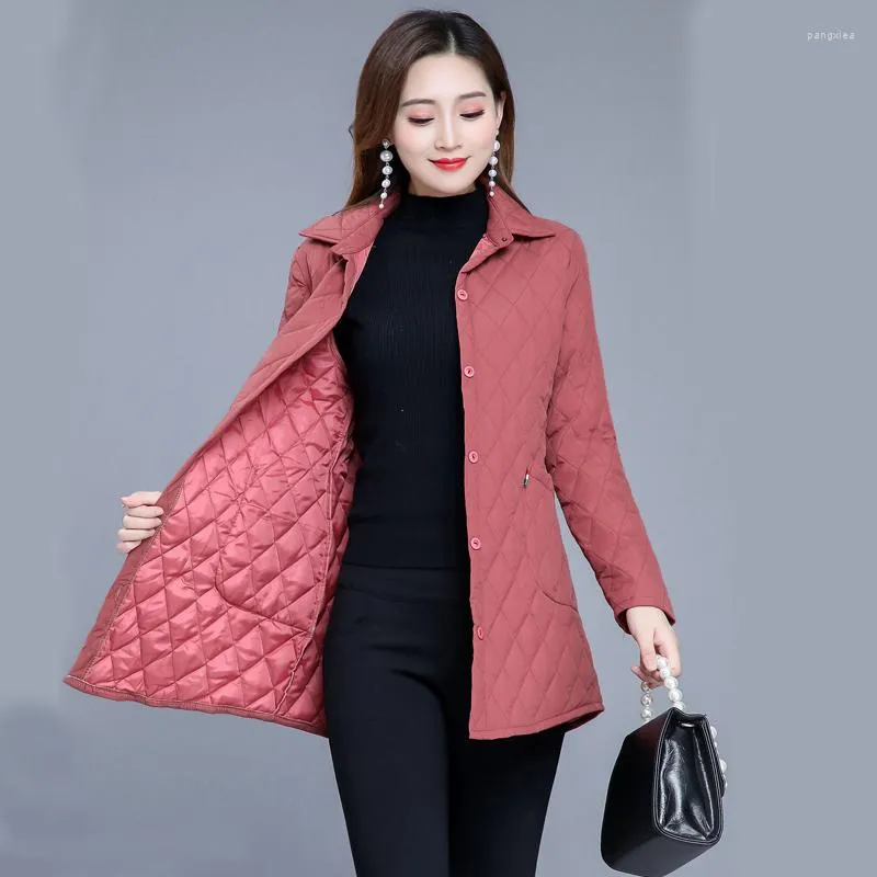 Trenchs pour femmes mince veste matelassée automne hiver chaud Parkas à manches longues moyen âge femmes coton-rembourré hauts mère coton manteau