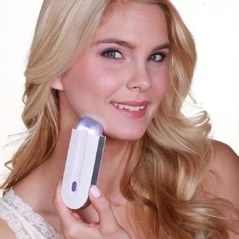 Depilador por indução toque elétrico com luz azul indolor ferramenta de depilação feminina corpo rosto perna biquíni barbeador aparador não laser 230606