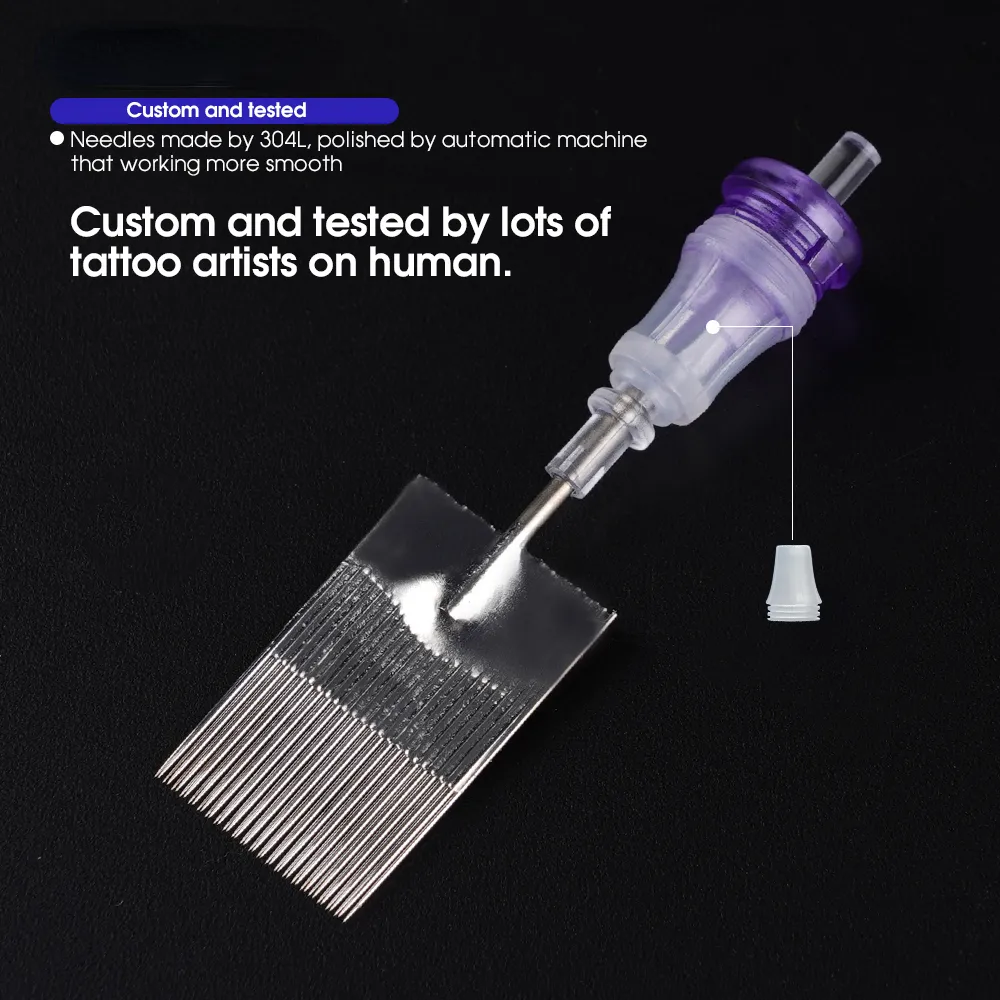 Ambition 10pcs/20pcs/40pcs #12 0.35mm Standard Disposable RL/RM/M1/RS  Sterilized Tattoo Cartridge Needles Supply for Rotary Tattoo Grip & Pen  Machine