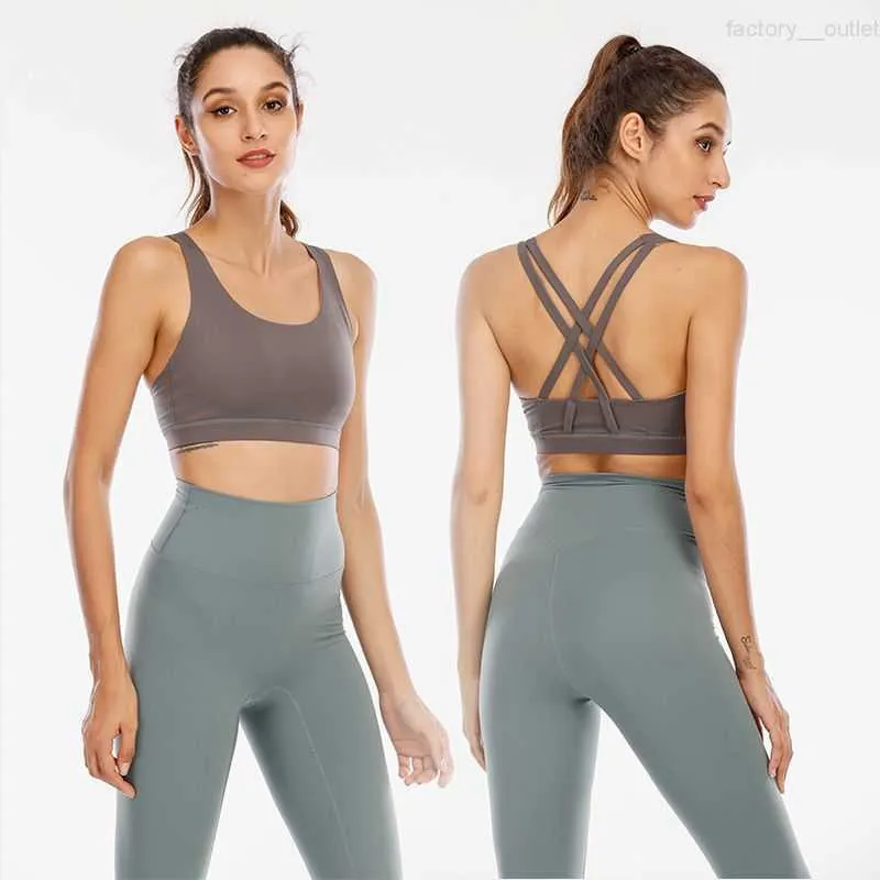 Yoga Fitness Top Lady Bodybuilding Sports Bra Jogging Underwear High Elasticity with Padded Gathering Yogas Wear Gym Vest Athletic Woman Wireless