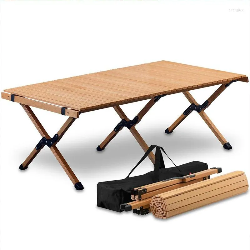 Mobilier de camping table pliante extérieure rouleau à oeufs Portable et chaise pique-nique Camping ensemble en bois en bois massif