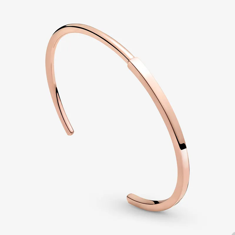 18K Rose Gold Mankiet Otwarta bransoletka do Pandora Signature I-D Bransoletka Projektantka Biżuteria dla kobiet dziewczyny dziewczyny