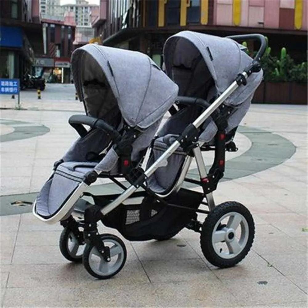 Double Twins Stroller High Landscape Foldable Baby Prams 2 in 1 Travel System Trolley Walker Carriage Strollers#{category}