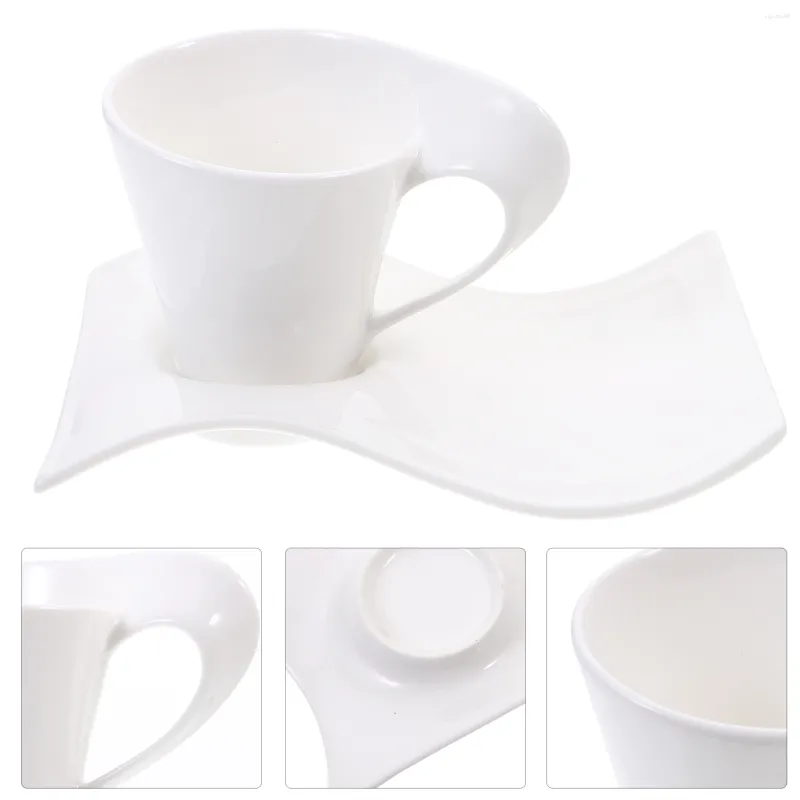 Tasses tasse tasse café tasses à thé en céramique vague soucoupe Cappuccino Latte porcelaine Caffe expresso ensemble soucoupes eau café boire