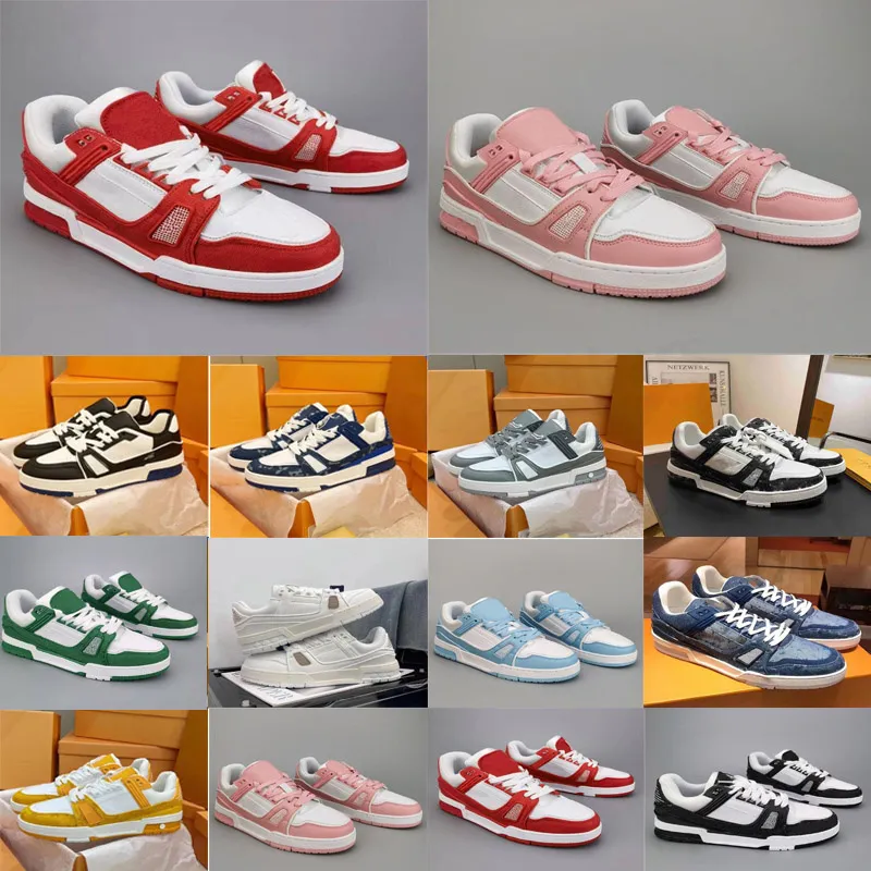 Designer de tênis raso virgil trainer sapatos casuais jeans lona couro abloh branco verde vermelho azul sobreposição de letras moda plataforma masculino tênis baixo feminino 36-45 RG4