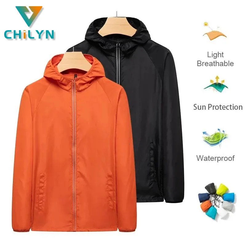 Other Sporting Goods CHILYN Men's Hiking Camping Waterproof Jacket Women Reflective Sun Protection Clothing Unsiex Large Size Windbreakers 230605