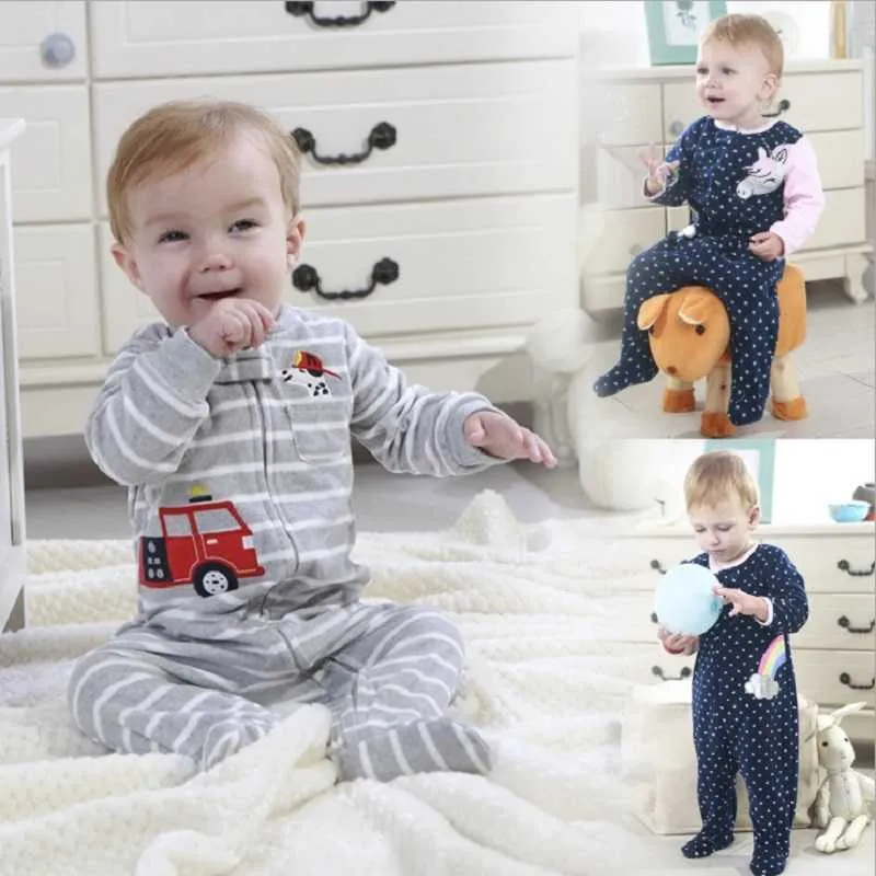 Combinaisons pieds barboteuses chaudes 2021 automne/hiver Mini laine polaire chaud pyjamas bébé body 0/3-12M G220606