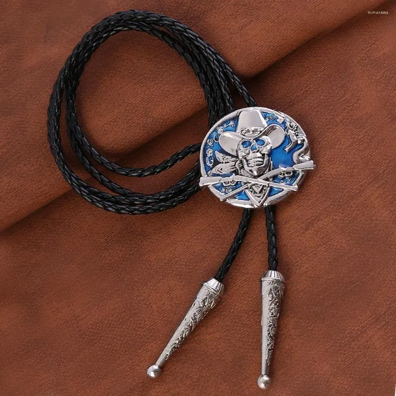 Bow Ties Western Cowboy Double Gun Hat Skull Bolo Tie