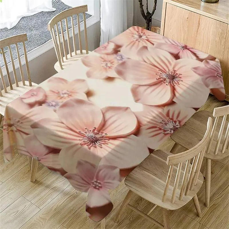 Borddukrosa blommortryck Rektangulär bordduk Vattentät och oljesäker hem Bröllopsdekoration täcker nappe de