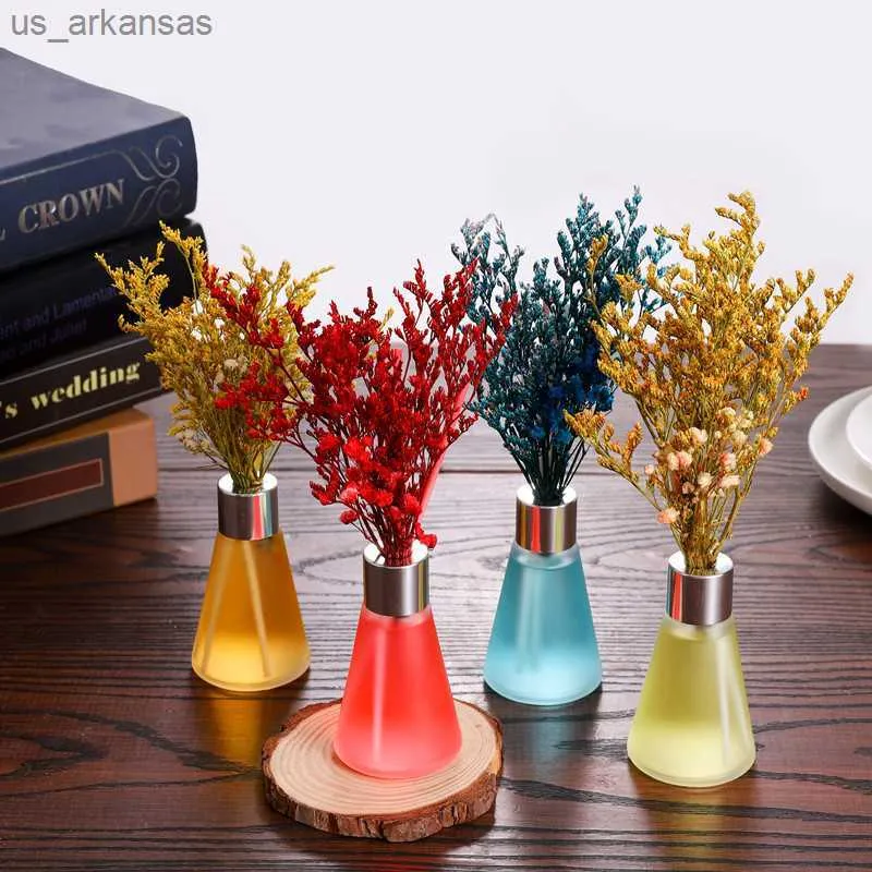 YXYMCF Dry Flower Flameless Reed Diffuser Bottle Rattan Aromatherapy Essential Oil Hotel Bedroom Air Freshene Home Fragrance L230523