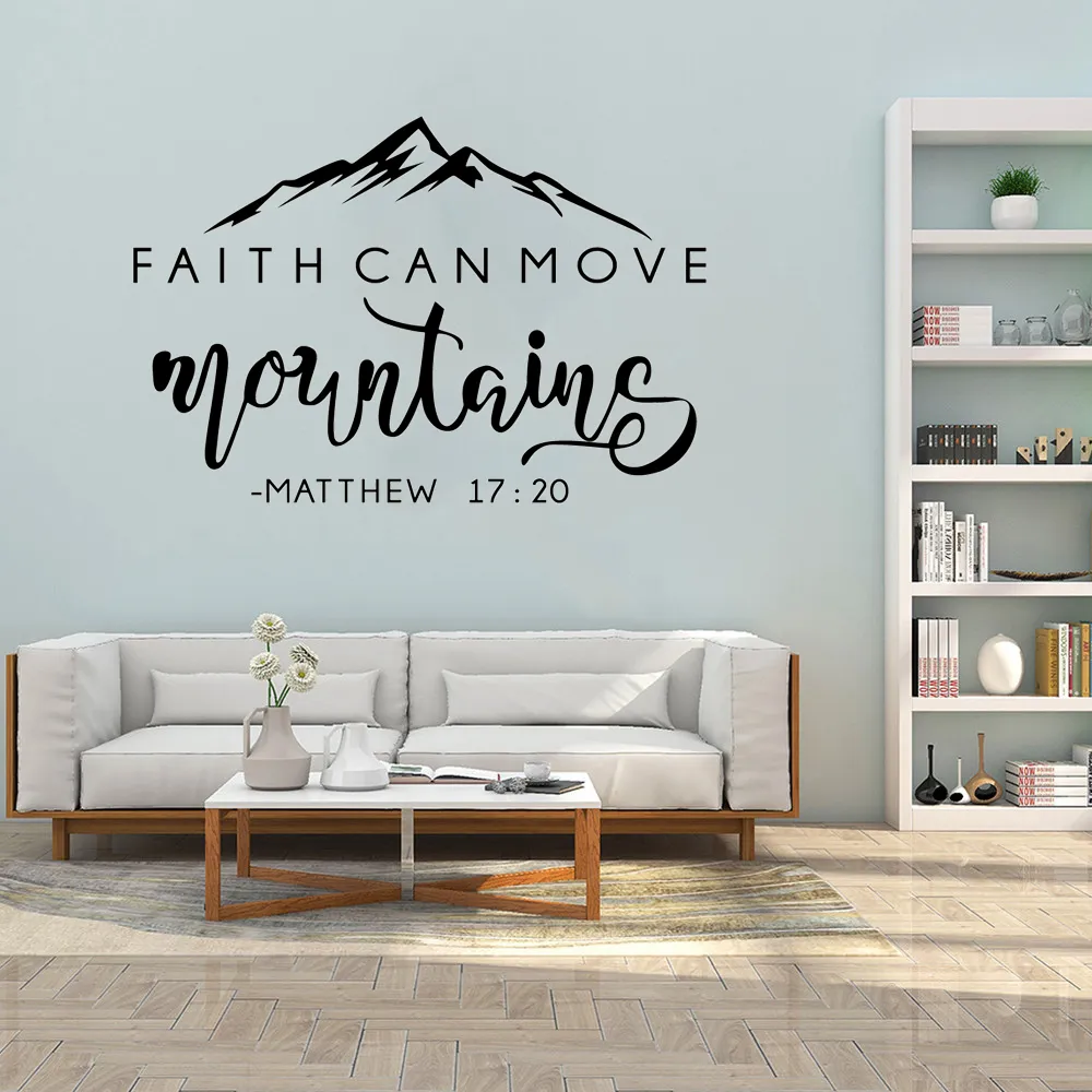 Foi peut déplacer des montagnes Bible verset vinyle autocollant mural chrétien décor mural pour la maison voiture ordinateur portable Art décalcomanies chambre mur décalcomanie