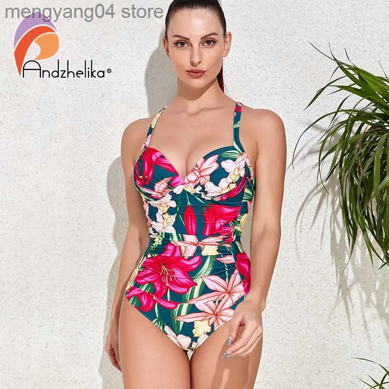 Andzhelika Print Plus Size One-Piece Swimsuit Woman Tummy Control