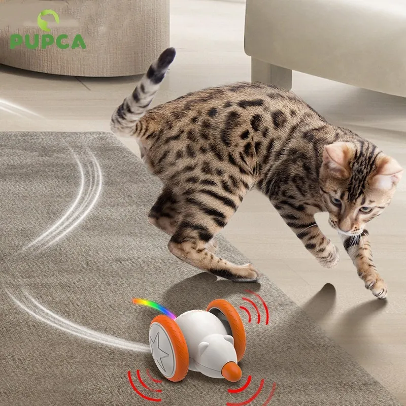 PUPCA automatique chat jouets interactif animal de compagnie souris intelligente jouer pour chat Teaser LED souris rechargeables jouets d'intérieur pour chat accessoires