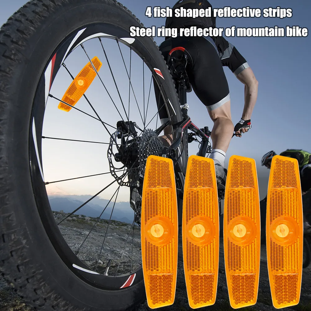 Orange Bike Spokes Reflector Set For Mountain Bikes Fish Shaped Steel