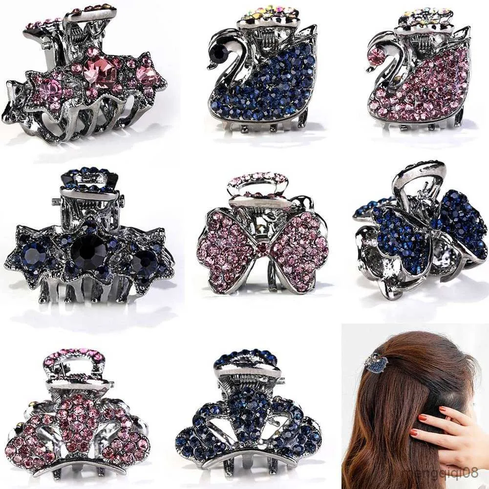 Other Hair Clips Small Metal Hair Grippers Rhinestone Clamps Hair Accessories for Girl and Women