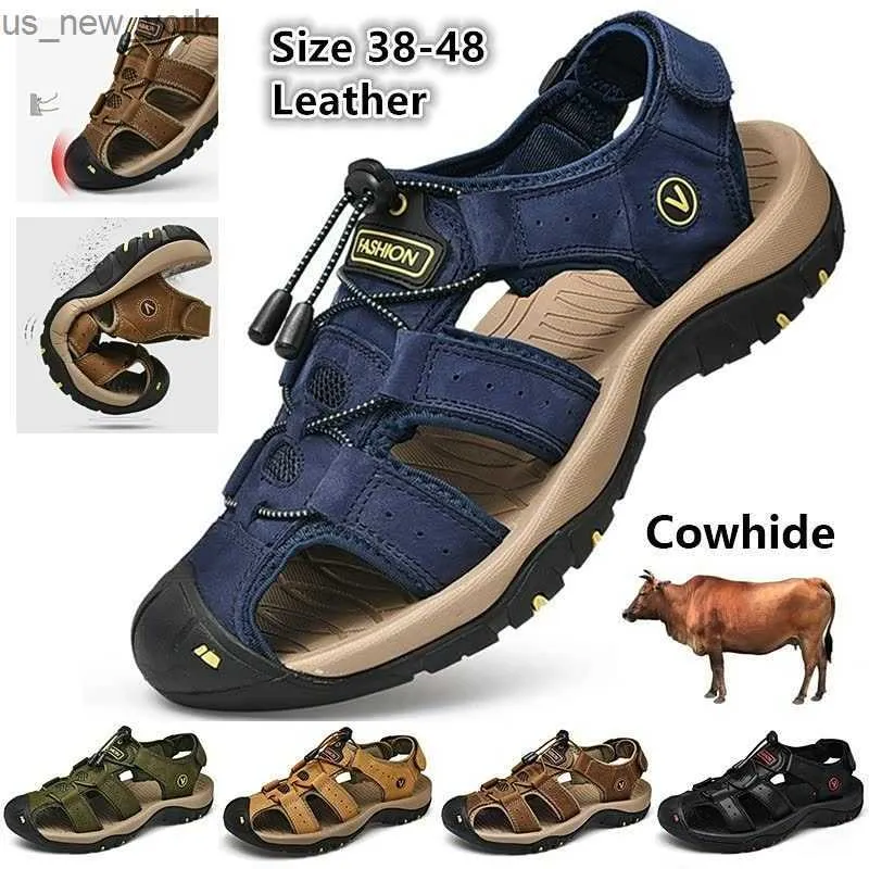 〽️Men\'s Hiking Sandals Blue Leather Athletic Casual Outdoor Sports Shoes CAMEL Men main image 2