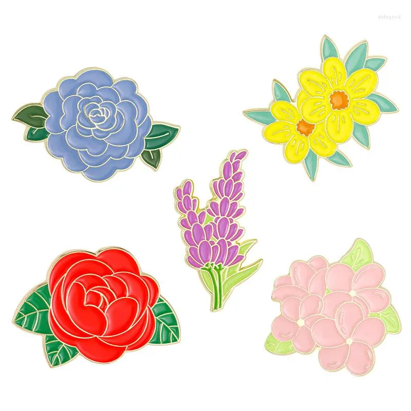 Broches Plantes Métal Émail Broche Lys Doux Violet Fleur Série Robe Sac À Dos Revers Badge Épingle Pour Femmes Cadeau Bijoux Accessoires