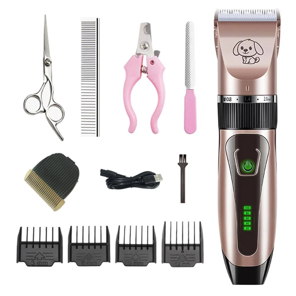 Trimmers Dogs Clipper Pflege Clipper Kit USB Professional wiederaufladbar Lownoise Clipper für Hundehacktiere Haar Trimmer Display Batterie