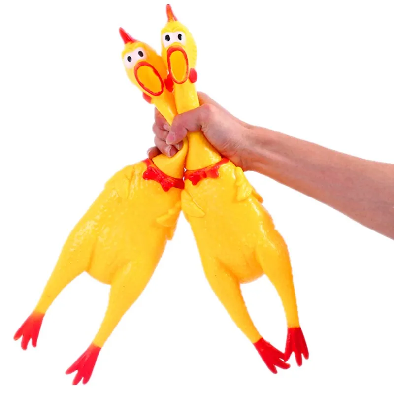 Jouet pour chien poulet hurlant poulet hurlant molaires de chien poulet en caoutchouc jaune chien jouet à mâcher durable et drôle buzz