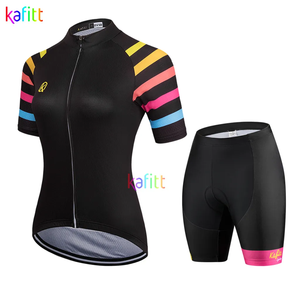 Cykeltröja sätter 2023 Kafitt Women's Professional Short Sleeve Conjunto Feminino Ciclismo Bib Pants 20d Gel Pad Summer 230605