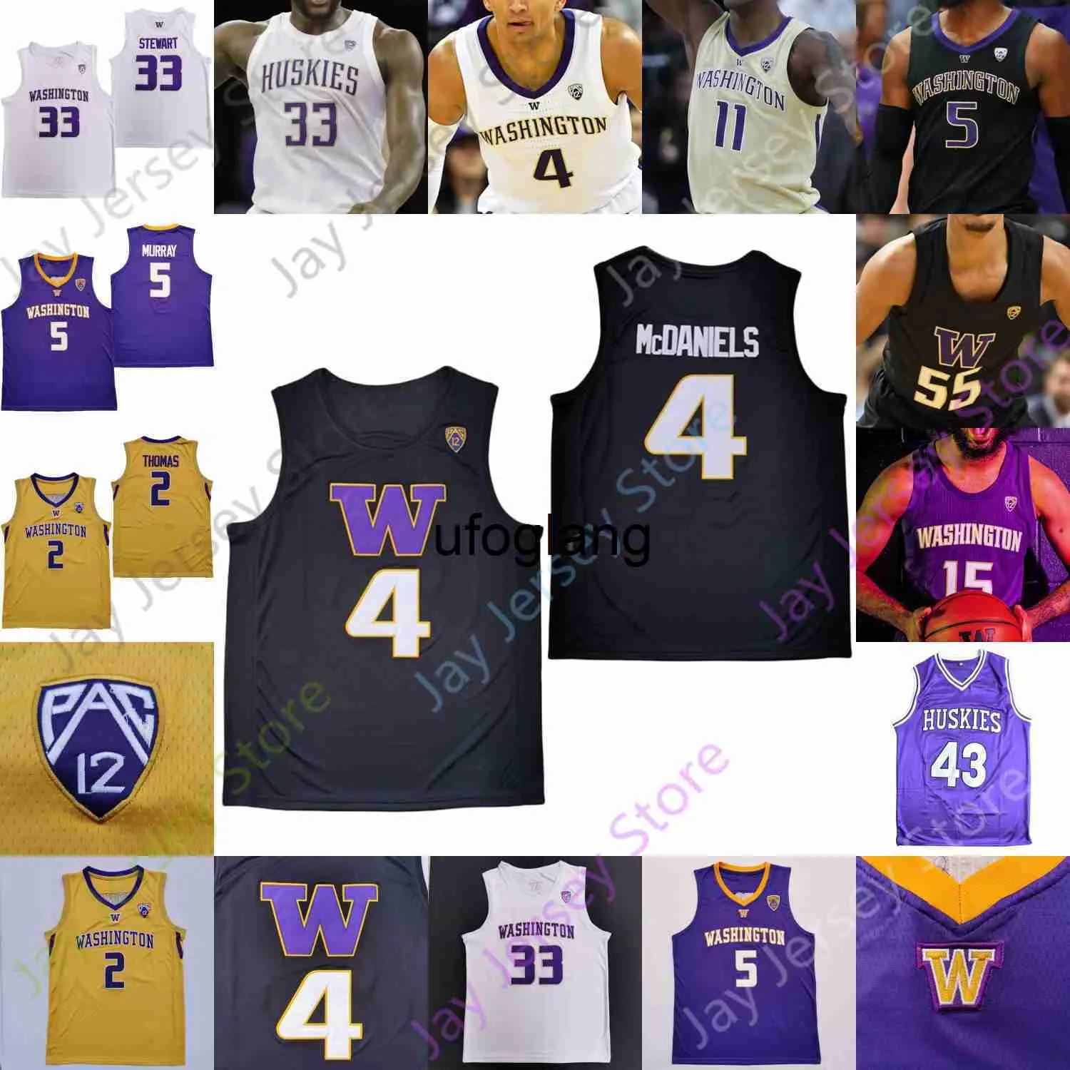 coe1 Washington Huskies Basketball Jersey NCAA College Isaiah Stewart Jaden McDaniels Nahziah Carter Green Bey Wright Fultz Murray Ross Thomas