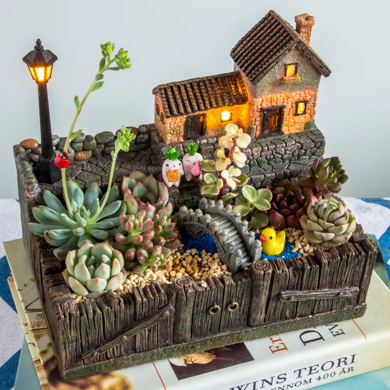 Resin Micro Landscape Resin Planters For Succulents, Cactus Resin Micro Landscape Resin Planters For Succulents, Cactus