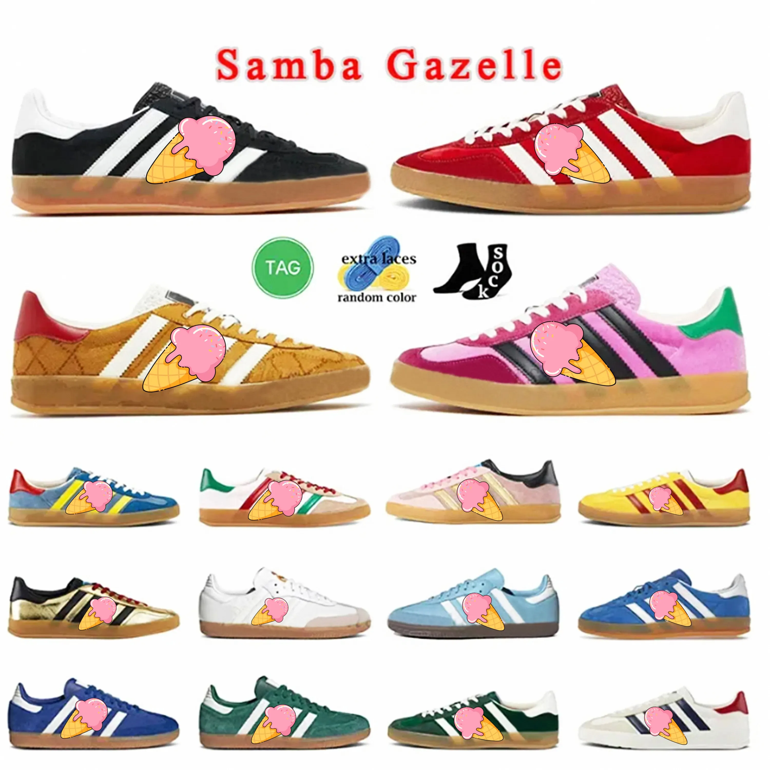 أحذية Gazelle Sneakers أحذية كرة السلة الأحذية الرياضية أحذية غير رسمية 2023 جديدة فقط نباتي أسود أبيض اللون الأزرق البيج