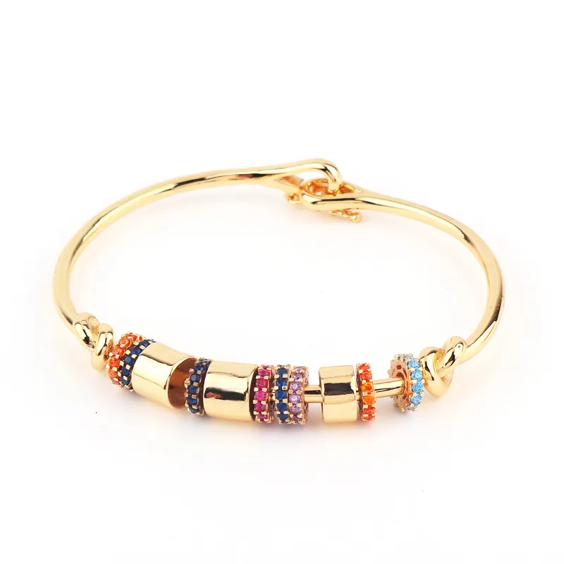 Bangle Gold Rainbow Banles for Women Crystal Mankiet Bracelets Kolorowe bransoletki CZ Cubic Criconia Rainbow Jewelry Prezent 230606