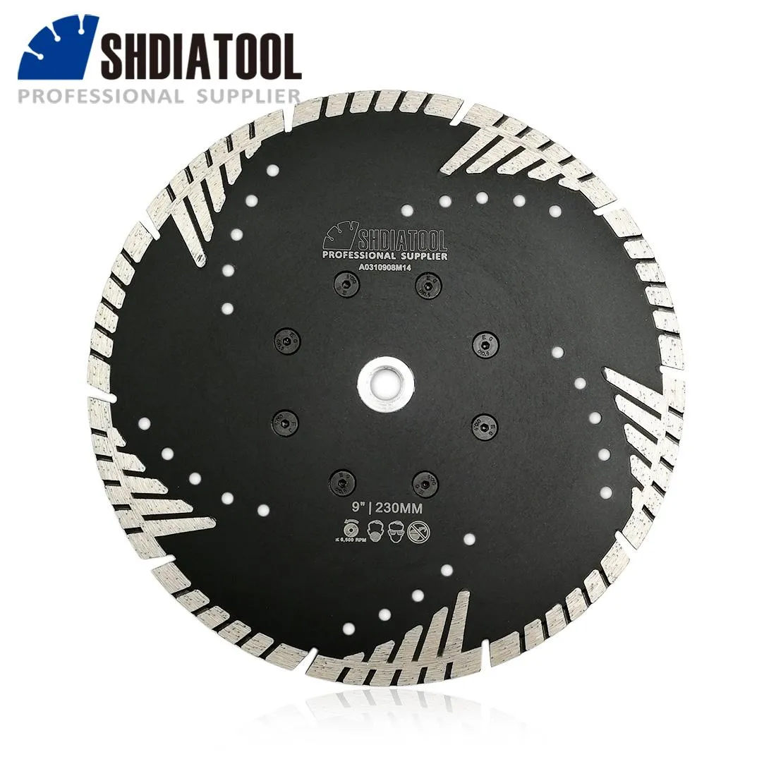 Zaagbladen SHDIATOOL 9"/230mm 22.23mm Flange Diamond Hot Pressed Saw Blade Turbo Blade Slant Protection Teeth Multi Purpose Cutting Disc