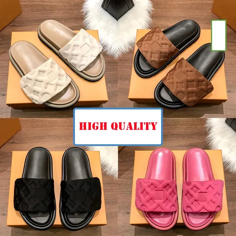 Pantofola firmata con borsa sandalo di lusso uomo donna scarpe Pool Pillow Comfort Embossed Mules rame triplo nero rosa avorio estate moda scivoli ciabatte da spiaggia