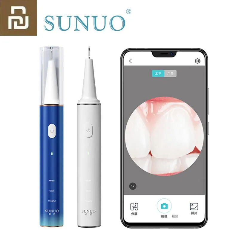Dryers Sunuo T12 Pro Smart Visual Ultrasone Tandal Scaler Calculus Removal HD Endoscoop Reinigt efficiënt tanden werkt met app