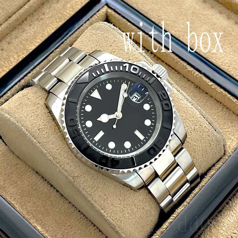 Hommes montres montre de luxe de haute qualité 40mm automatique noir yachtmaster reloj mode cadeaux de vacances 226659 montre vintage lumineux plaqué argent SB037 C23