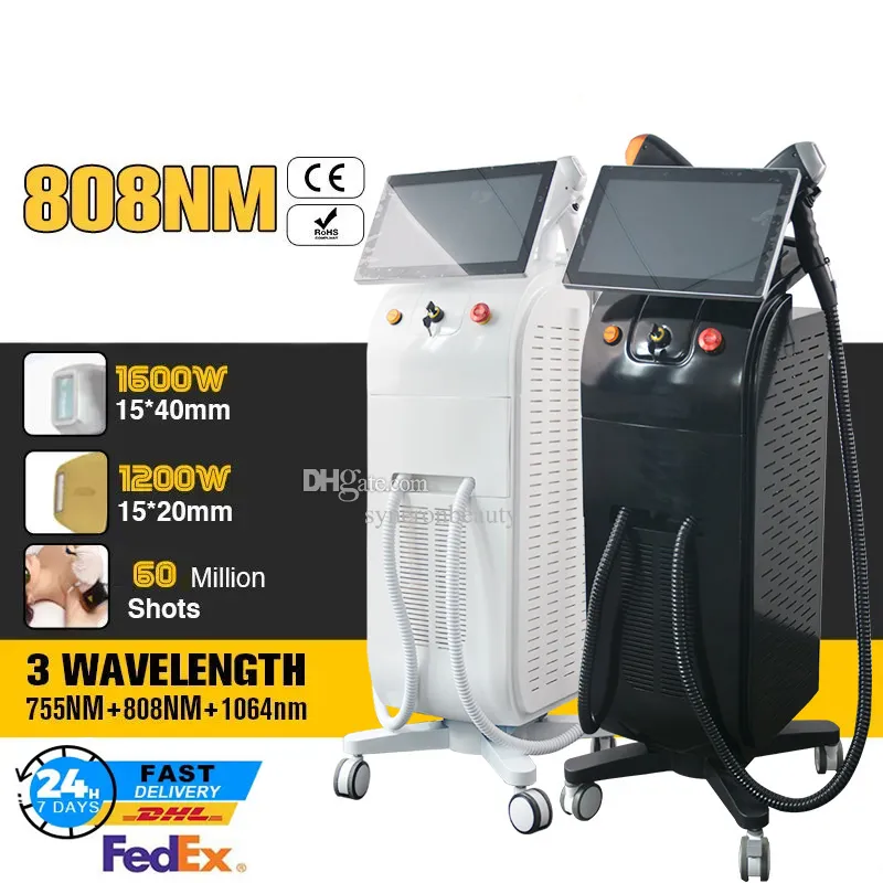 808 Lazer Hair Machine Machine Painless Cooling Ice Titanium 755nm 808nm 1064nm Diode Diode Removal 2 Bandles CE FDA معتمدة