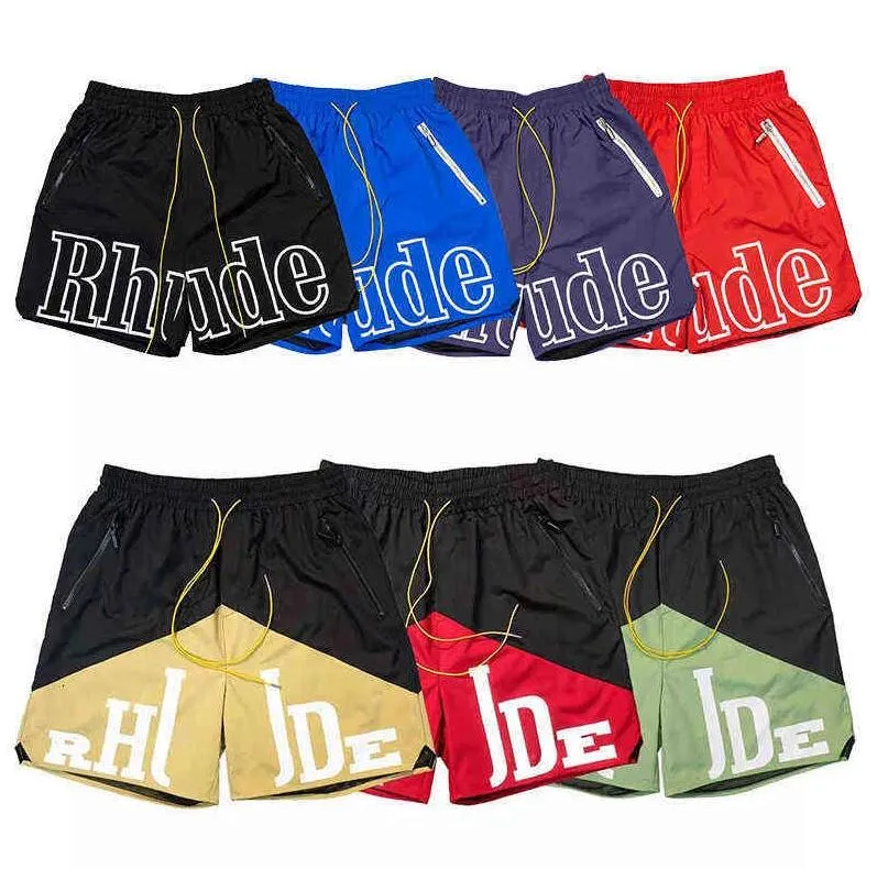 2023 Rhude Shorts High Quality Men Women Designer Summer Fashion Quick Drying Streetwear Fashion Casual Hip Hop Beach Sportswear Mens Short Pants Eur size S-XL