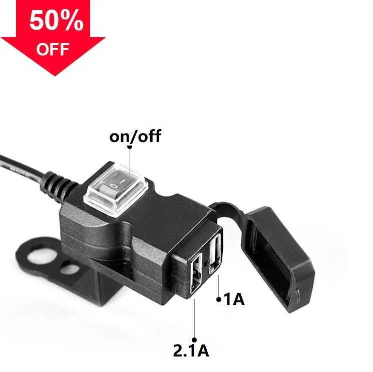 Nieuwe 12-24 v 9-90 v Dubbele 1.0A2.1A USB Stuur Lader Elektrische Scooter Motorfiets USB Mobiele telefoon 3.0 Snellader