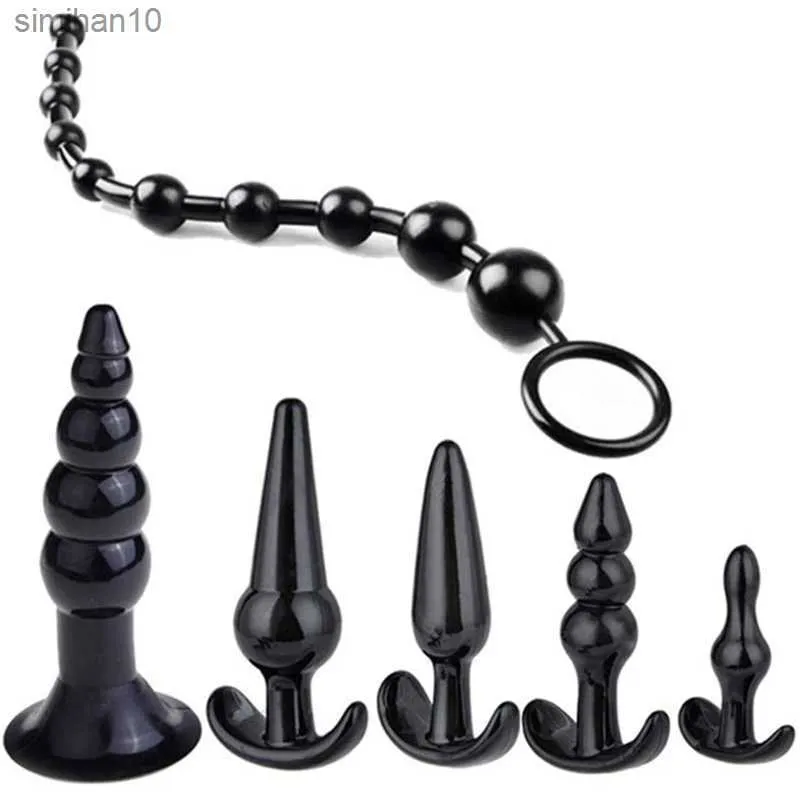 A22 Anal Plug for Women Men Silicone Anal Dildo Set 10-Bead Anus Plug G Spot Butt Plug Masturbation Sex Toys For Par SM Tool