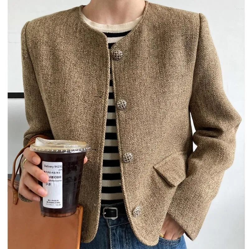 Women's Knits Office Lady Suit Coat Dames Elegante Koreaanse stijl ronde hals Soild Fashion Quality Short Cardigan Business Dress