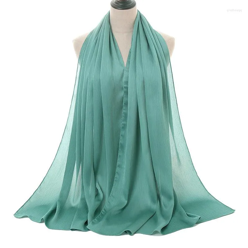 Scarves Sumer Wrinkled Soft Long Scarf Polyester Shawl Pashmina Fashion Satin Chiffon Hijab Headscarf For Muslim Women Islamic Head Wrap