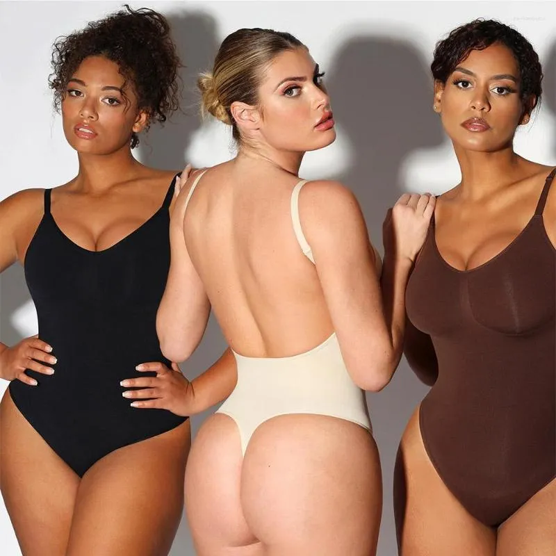 Womens Shapers Skims Thong Low Back Seamless Bodysuit Dupes For