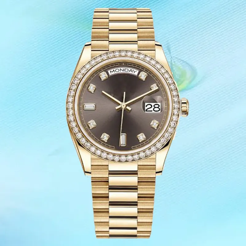 디자이너 시계 Roex Lovers Diamond Watch for Woman Sapphire 41mm 36mm 기계 904L 풀 스테인리스 베젤 방수로 빛나는 골드 시계 방수 선물