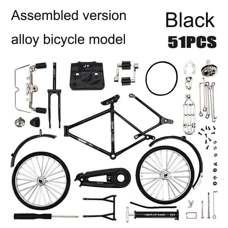 Новинка игры DIY Retro Bicycle Model Ornament Alloy Metal Mini Bike Slisting Combelled Version Collection Toys для детей взрослые мальчики 230606