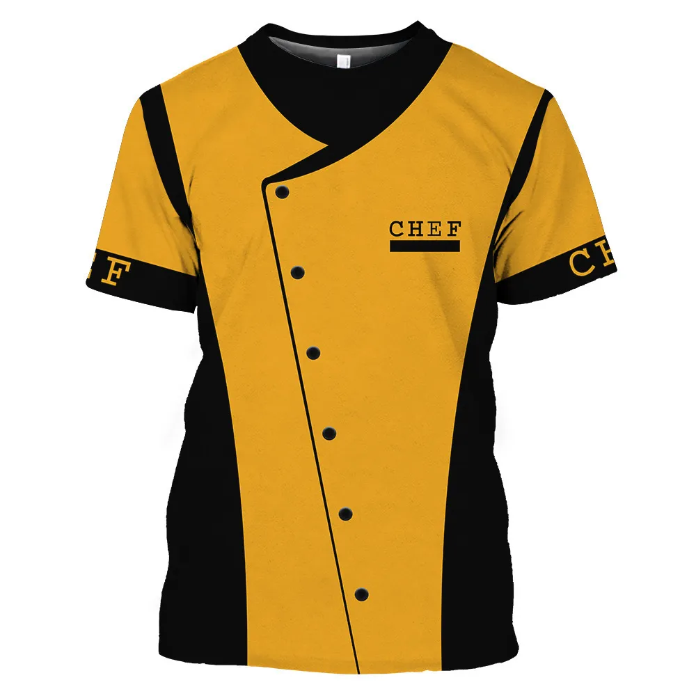 Herren-T-Shirts, Chef-T-Shirt, gefälschter Anzug, Koch-Aufdruck, Sommer, schnell trocknend, lustige Uniform, übergroßes Kurzarm-Oberteil, hochwertiges O-Ausschnitt-Männer-T-Shirt 230606