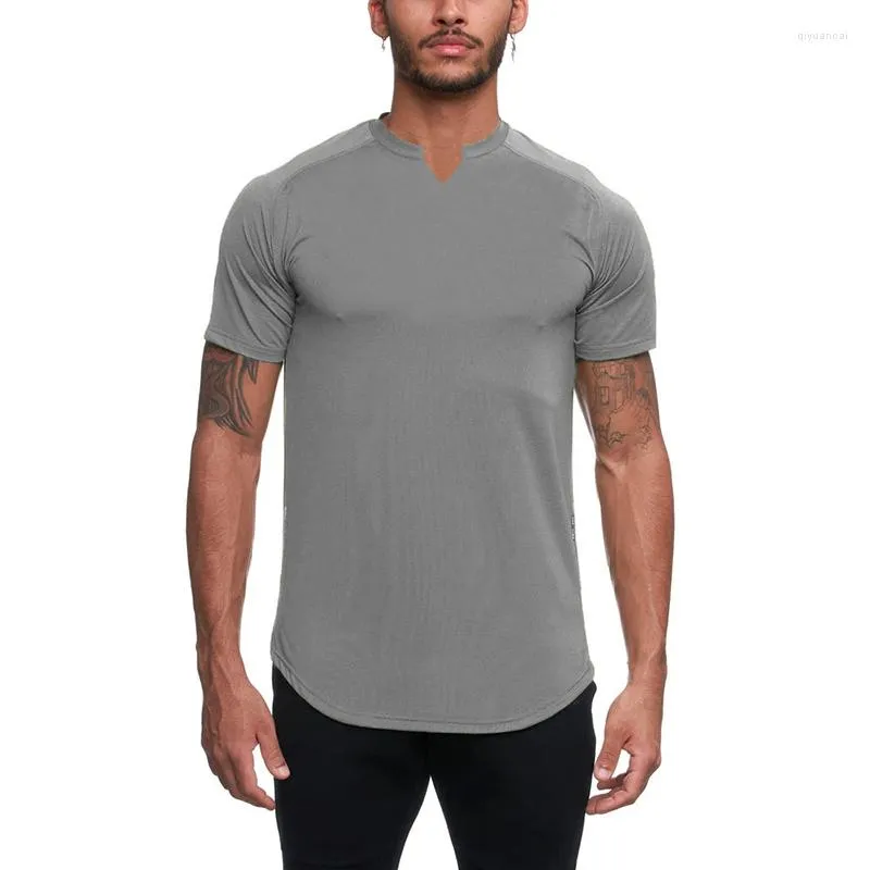 Men's Suits A1877 Nieuwe Aangekomen Mens Casual V-hals Korte Mouwen T-shirt Slim Fit Mannen Skinny Zomer Tshirt Camisetas