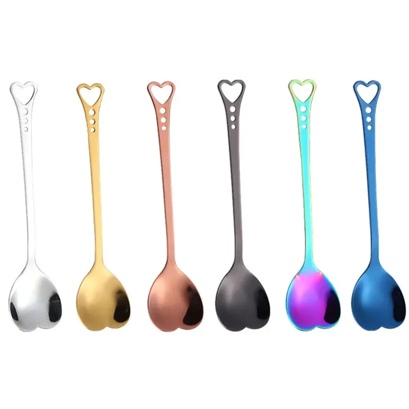 Creative Stainless Steel Heart Shape Spoon Tea Coffee Stirring Spoons Wedding Gift Home Kitchen Tools Flatware