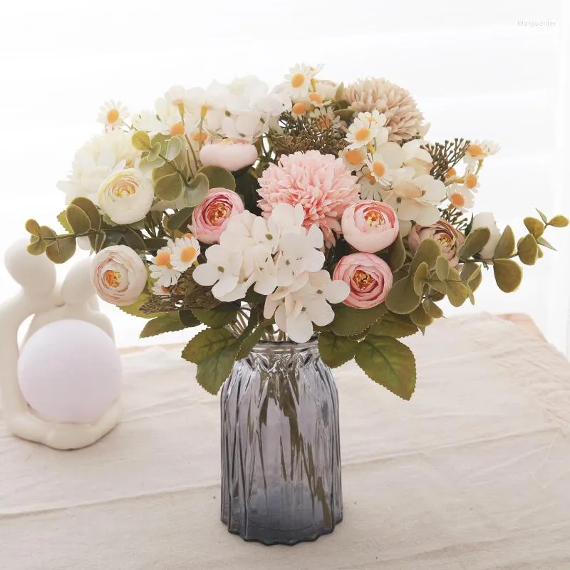 Decorative Flowers Rose Artificial Silk Scrapbook Fake For DIY Living Room Garden Wedding Decoration Christmas Bouquet Vase