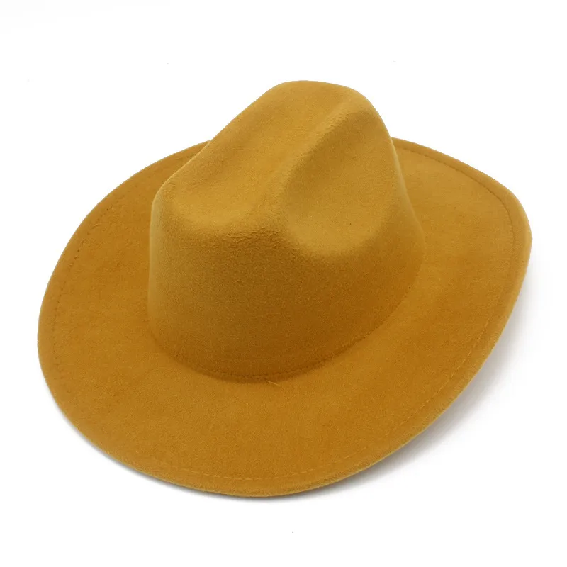 Western Cowboy Fedoras Femmes Hommes Fedora Chapeau Feutre Chapeaux Automne Hiver Jazz Top Cap Vintage Caps Trilby Fête De Noël Cadeau 10 couleurs