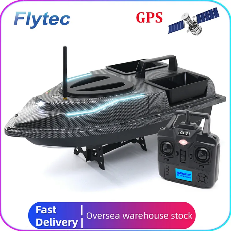 Bateaux RC lectriques Flytec Official Store V900 GPS 40 Points 500M Auto Driving Return 1.5KG RC Bait Boat avec feu de direction pour la p che 230607