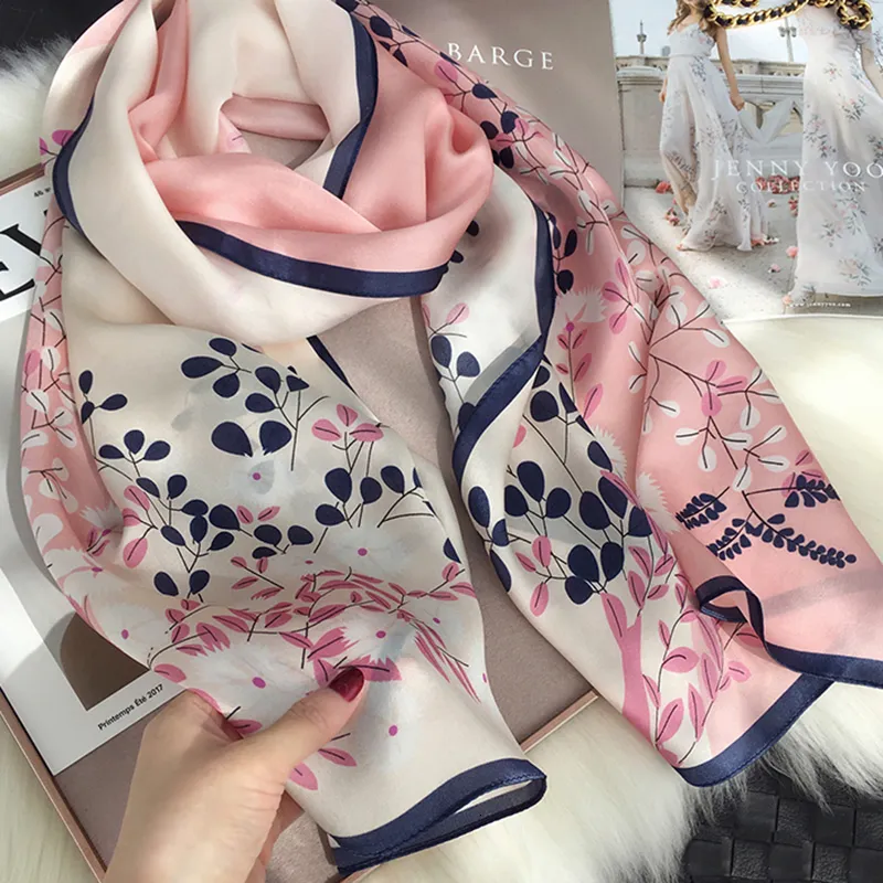 Sarongs Женщины шелк зимний шарф роскошный дизайн, печатный печатный шарф