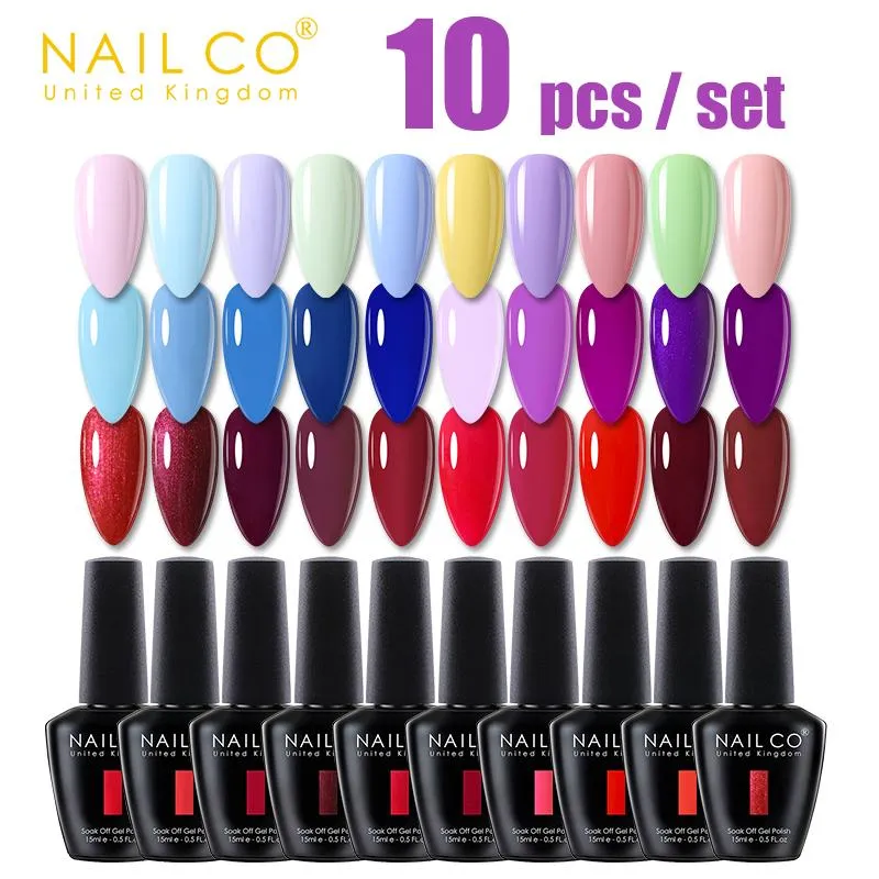 Sun Nailco 10 Pcs Fast Delivery Gel Nail Polish Nails Art Manicure Uv Semipermanent Varnish Hybrid Base and Top Coat Professionals