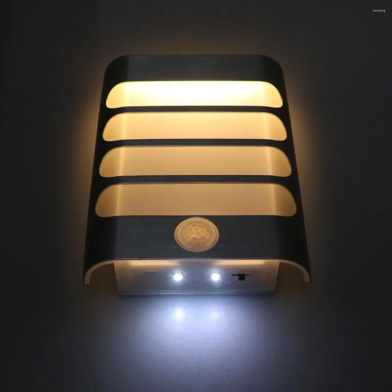 Lampa ścienna Pir Motion Czujnik Nocny światło Bateria Operowana bezprzewodowa LED Auto włącznia/wyłączona do schodów w sypialni do sypialni Lights